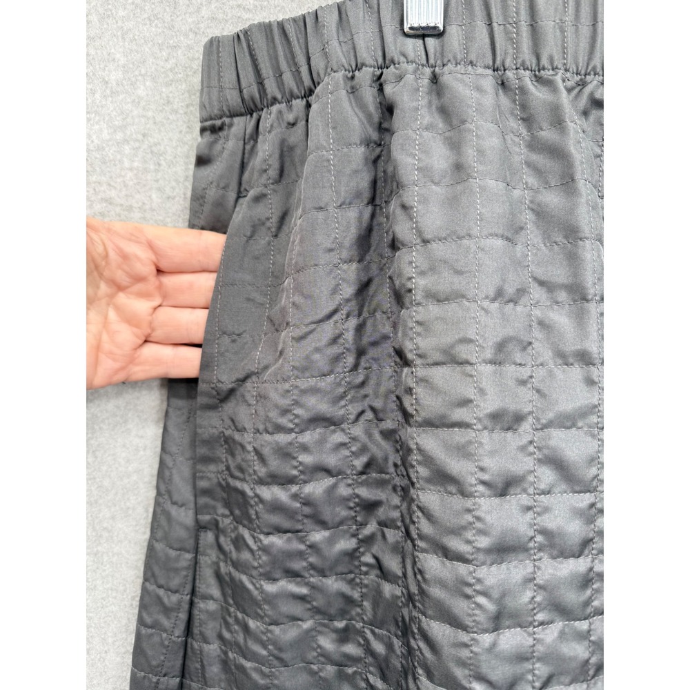 Eileen Fisher Skirt Women 1X Gray Quilted 100% Silk Elastic Waist Pockets Midi - Picture 2 of 8